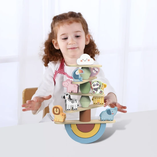 Balance-Spiel aus Holz für Kinder, Tiere, Pastellfarben, Tooky Toy