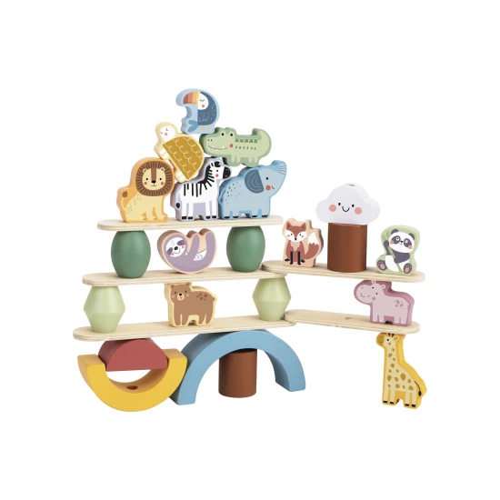 Balance-Spiel aus Holz für Kinder, Tiere, Pastellfarben, Tooky Toy