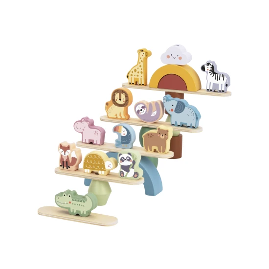 Balance-Spiel aus Holz für Kinder, Tiere, Pastellfarben, Tooky Toy