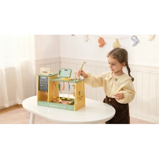 Tooky Toy Angelgeschäft – Holzset mit Angelrute, Fischen und Zubehör für Kinder