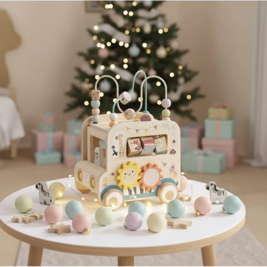 Holzpuzzle Safari mit Labyrinth von Tooky Toy – pädagogisches Holzspielzeug mit Tieren und Perlen