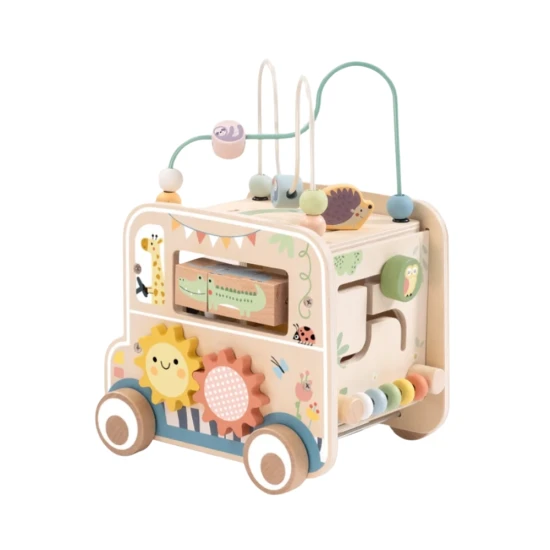 Holzpuzzle Safari mit Labyrinth von Tooky Toy – pädagogisches Holzspielzeug mit Tieren und Perlen