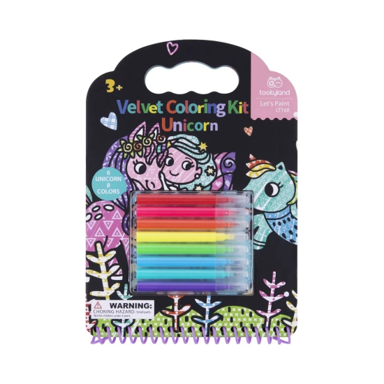 Samt-Einhorn-Malvorlagen mit 8 Markern Kreativset Tookyland