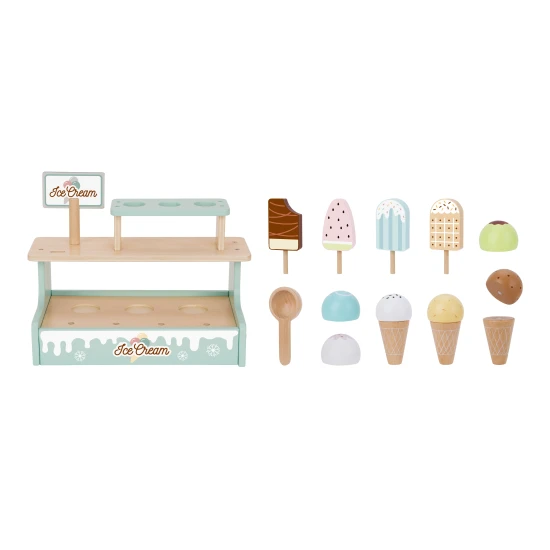 Eisstand mit Eis am Stiel und Kugeln Eis für Kinder