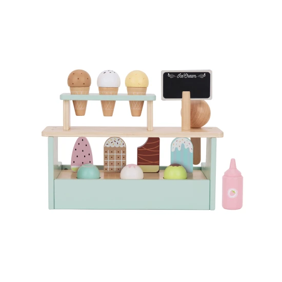 Eisstand mit Eis am Stiel und Kugeln Eis für Kinder