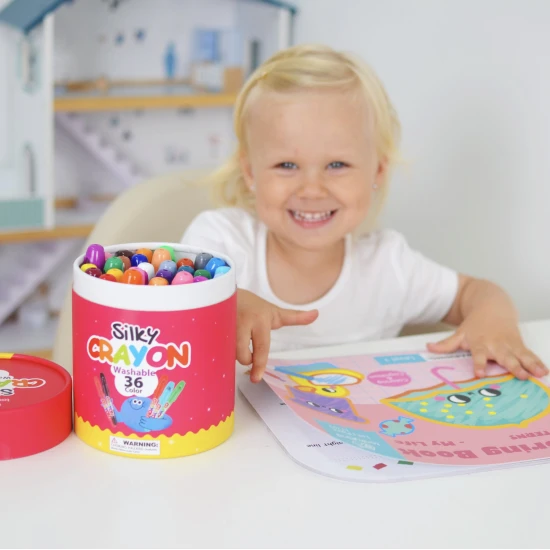 Bunte, weiche, abwaschbare Buntstifte für Kinder in einer praktischen Box – 36 Stück