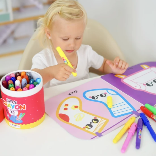 Bunte, weiche, abwaschbare Buntstifte für Kinder in einer praktischen Box – 36 Stück