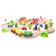 Holzeisenbahn mit Brücke und Haltestelle Holzeisenbahn mit Brücke und Haltestelle – Woody 102193062