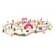 Holzeisenbahn mit Brücke und Haltestelle Holzeisenbahn mit Brücke und Haltestelle – Woody 102193062