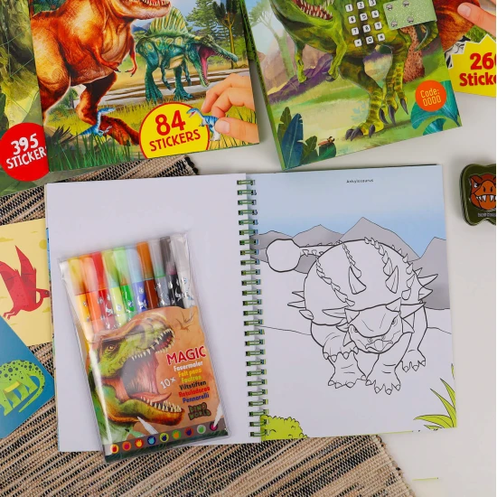 Dino World Malbuch mit Buntstiften Dinosaurier Depesche