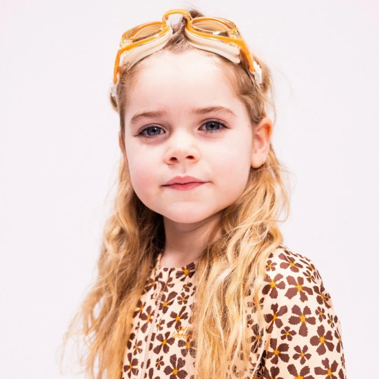 Schwimmbrille für Kinder, beige Leopardenmuster