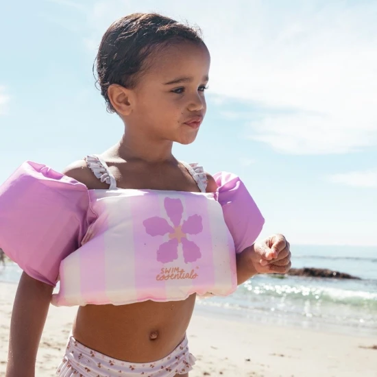 Schwimmweste mit rosa Blumenmuster und Ärmeln, Größe 2-6 Jahre