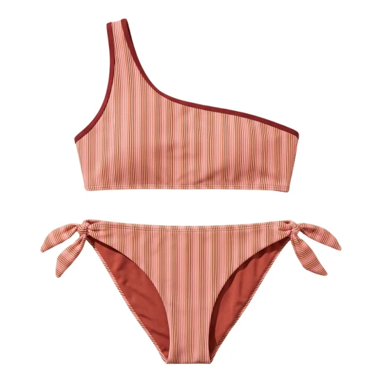 Damen-One-Shoulder-Bikini mit UPF 50+ Stripe