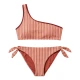 Damen-One-Shoulder-Bikini mit UPF 50+ Stripe