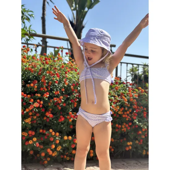 Kinder Bademode Mädchen Bikini mit LSF 50+ Lila Leopard Swim Essentials