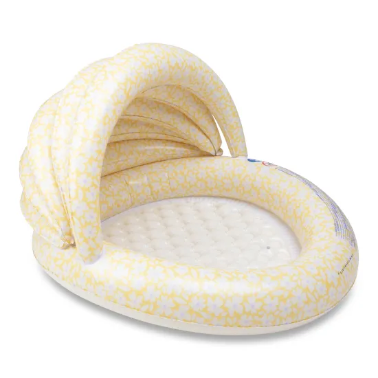 Aufblasbares Kinderbecken mit Baldachin Florish Yellow – gelbes Becken mit Blumenmuster.