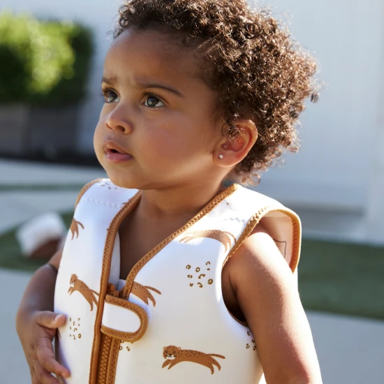 Stilvolle und sichere Schwimmweste für Kinder Brown Leopard Swim Essentials