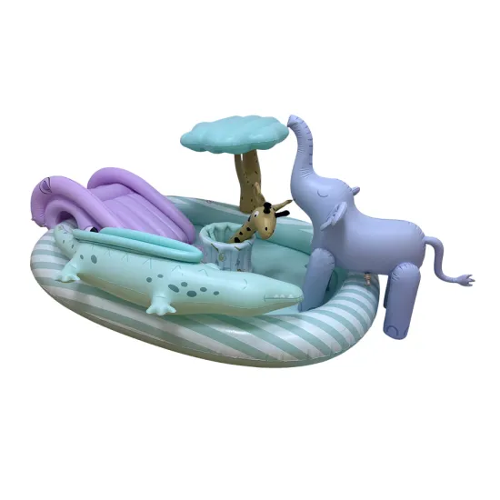 Aufblasbarer Pool mit Rutsche Swim Essentials Safari Adventure 210 × 150 cm mit Elefanten-Sprinkler