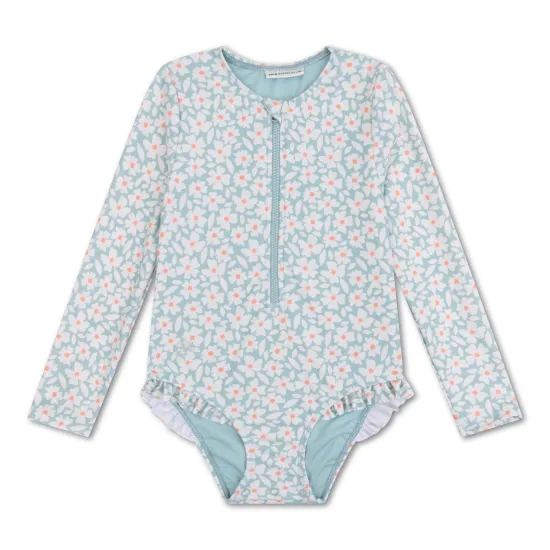 Kinder-Bademode für Mädchen mit langen Ärmeln, LSF 50+, Florish Green Swim Essentials