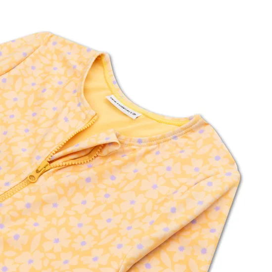Kinder-Bademode für Mädchen mit langen Ärmeln UPF 50+ Florish Yellow Swim Essentials