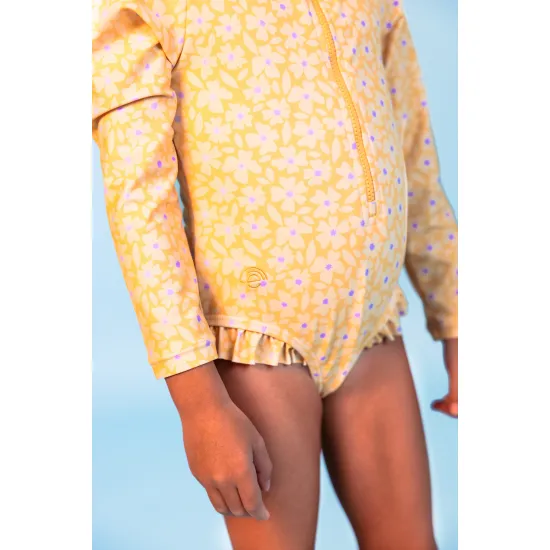 Kinder-Bademode für Mädchen mit langen Ärmeln UPF 50+ Florish Yellow Swim Essentials
