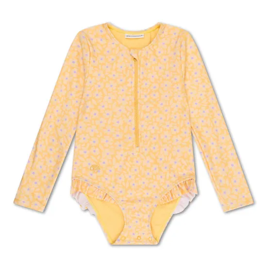 Kinder-Bademode für Mädchen mit langen Ärmeln UPF 50+ Florish Yellow Swim Essentials