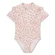Kurzarm-Badeanzug für Mädchen mit UPF 50+ Beige Leopard Swim Essentials