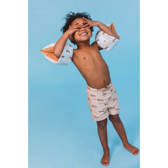 Bademode-Boxershorts mit LSF 50+ Brauner Leopard Swim Essentials