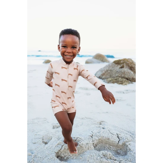 Badeanzug-Overall mit LSF 50+ Brown Leopard Swim Essentials