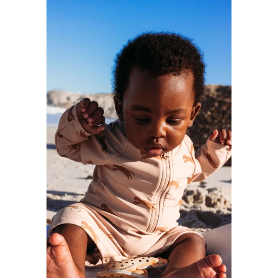 Badeanzug-Overall mit LSF 50+ Brown Leopard Swim Essentials