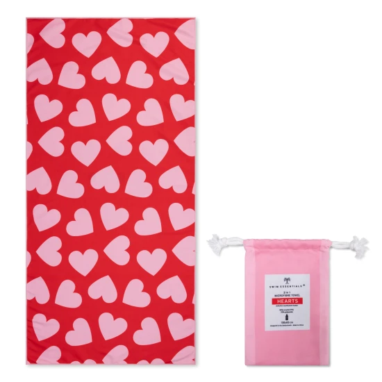 Schnelltrocknendes Mikrofaser-Strandtuch 135 x 65 cm Hearts Swim Essentials