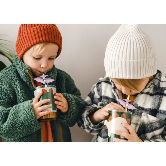 Becherhüllen mit Dinosaurier-Motiv für jede Kinderparty.