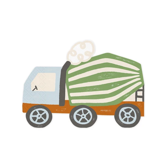 Verspielte Servietten in Form eines Spielzeugautos für kleine Geburtstagsfeiern.