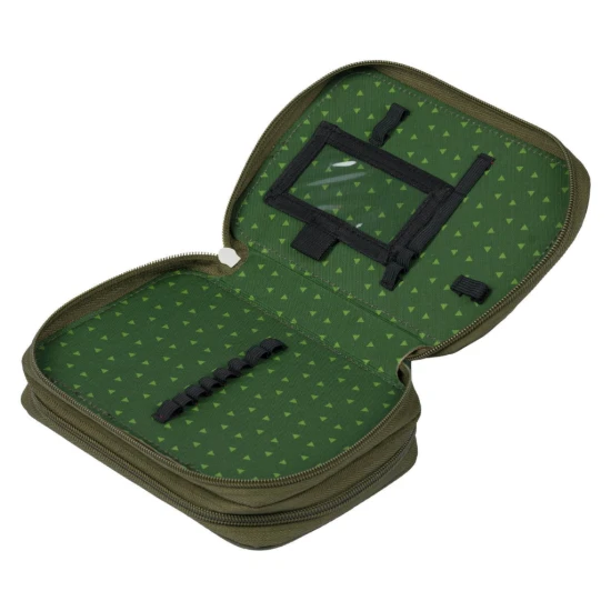 Federmäppchen mit Dinosauriermotiv, praktischen Schlaufen und einem Fach für Kleinteile.