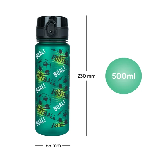 Tritan-Trinkflasche Fußball 500 ml mit praktischem Verschluss und fröhlichem Motiv.