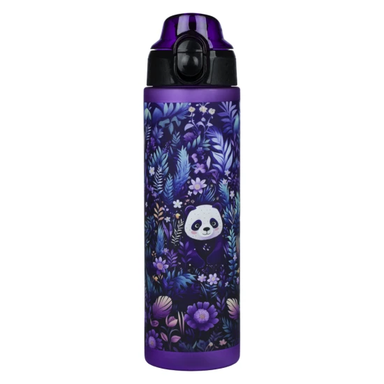 Tritanflasche Jungle Panda 700 ml mit verschließbarem Deckel und Schlaufe.