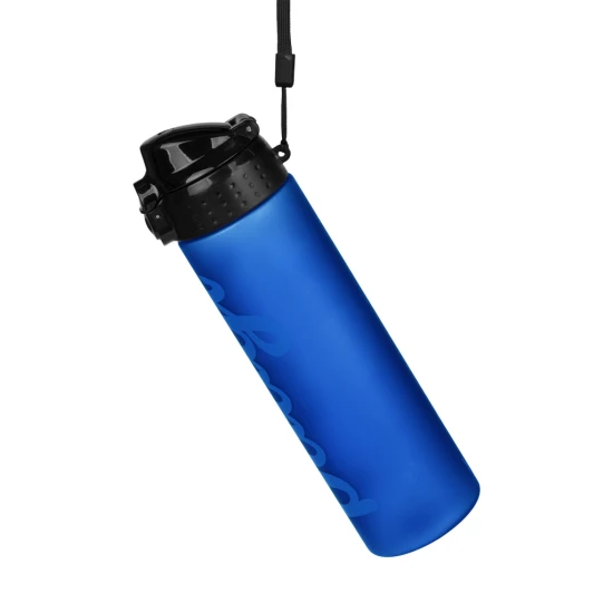 Tritanflasche Ocean Blue 700 ml mit praktischer Schlaufe und verschließbarem Deckel.