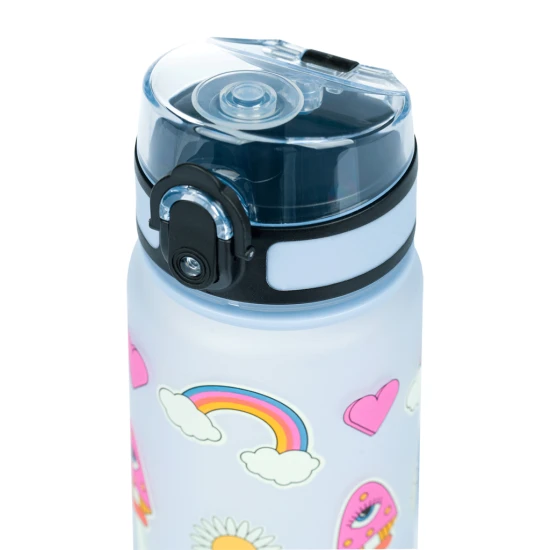 Tritanflasche Hippie 500 ml mit Schlaufe und verschließbarem Deckel, ideal für Schulgetränke