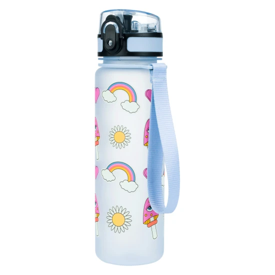Tritanflasche Hippie 500 ml mit Schlaufe und verschließbarem Deckel, ideal für Schulgetränke