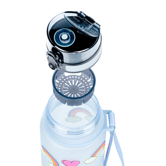 Tritanflasche Hippie 500 ml mit Schlaufe und verschließbarem Deckel, ideal für Schulgetränke