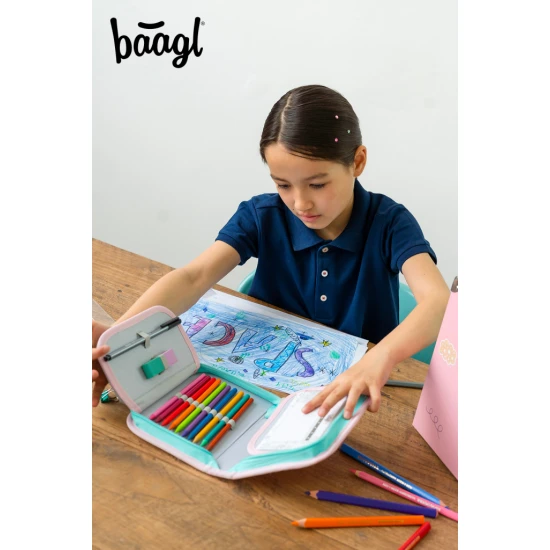 Federmäppchen 1-Fach Regenbogen Rosa