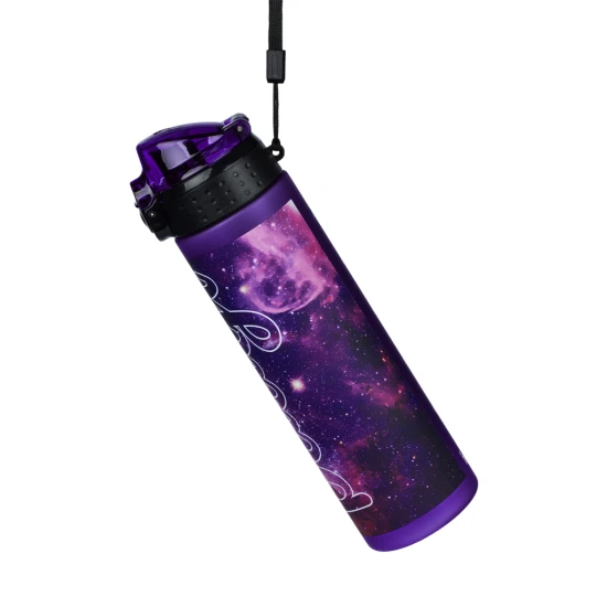 Tritan-Flasche Galaxy 700 ml mit Schlaufe und verschließbarem Deckel, ideal für Getränke in der Schule, auf Reisen und beim Sport, BPA- und phthalatfrei.