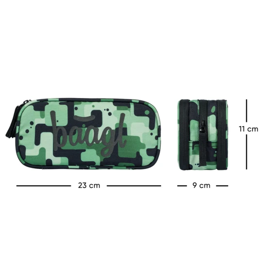Federmäppchen Grün mit modernem Design und praktischen Funktionen, ideal für die Organisation von Schulbedarf.