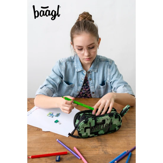 Federmäppchen Grün mit modernem Design und praktischen Funktionen, ideal für die Organisation von Schulbedarf.