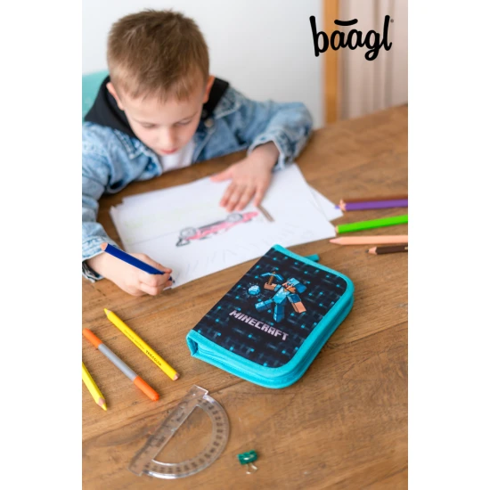 Federmäppchen 1-Fach Minecraft Blue Axe