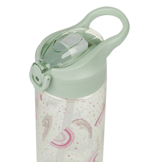 Tritan-Trinkflasche mit Strohhalm Regenbogen 500 ml, BPA-frei, praktisch und robust für Schulkinder und Sportler.