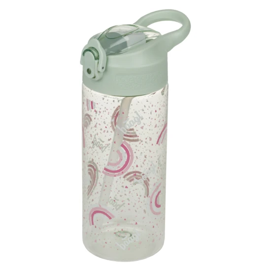 Tritan-Trinkflasche mit Strohhalm Regenbogen 500 ml, BPA-frei, praktisch und robust für Schulkinder und Sportler.