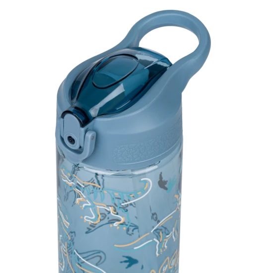 Tritan-Trinkflasche mit Strohhalm Dino 500 ml, BPA-frei, praktisch und robust für Schulkinder und Sportler.