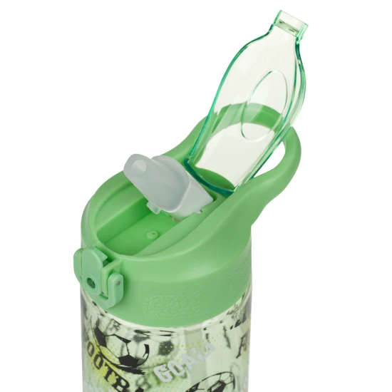 Tritan-Trinkflasche mit Strohhalm – Fußball 500 ml, BPA-frei, praktisch und robust für Schulkinder und Sportler.