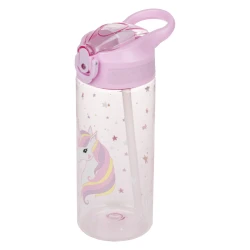 Tritan-Trinkflasche mit Strohhalm Regenbogen Einhorn 500 ml